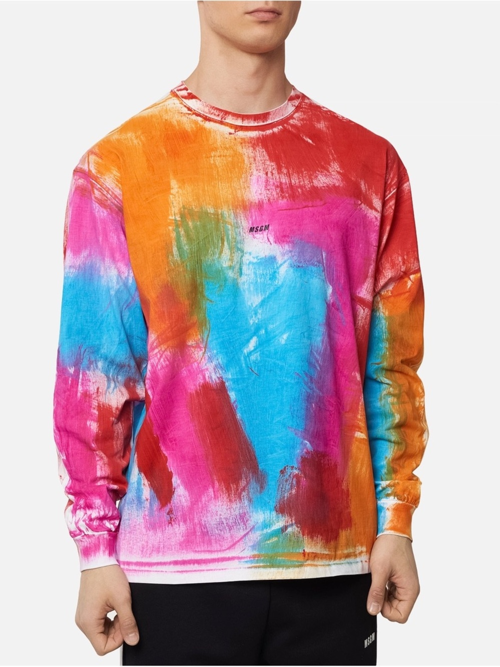 MSGM Milano Multicolor Brush Stroke Long Sleeve T-Shirt size small.